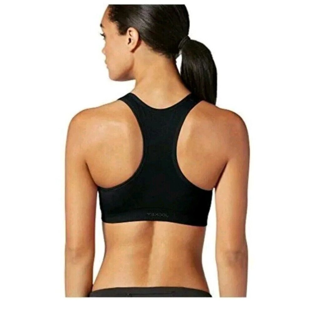 Jockey SeamFree Jersey Sports Bra Womens L Black Zip Front Seam Free NWT - Picture 2 of 5